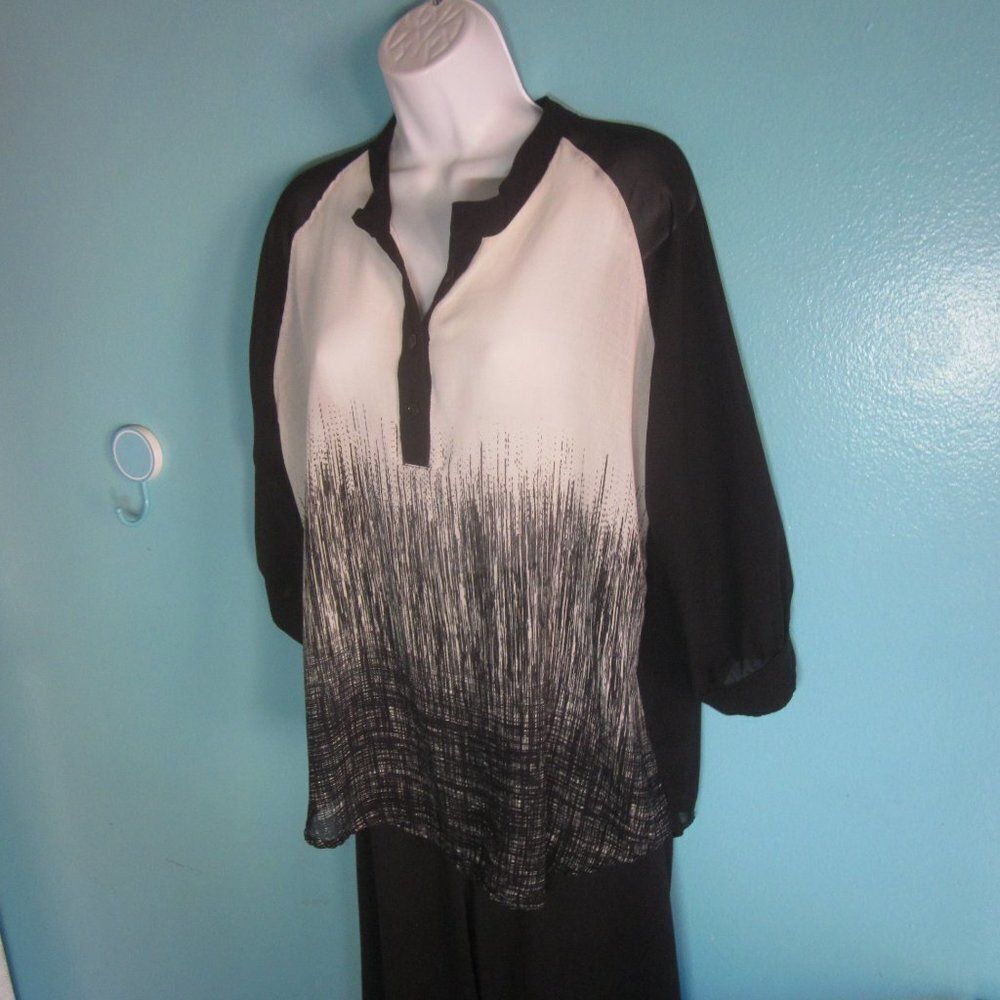 Jet John Eshaya Womans "One Size" Oversized Blouse 44" Bust 3/4 Sleeve Pullover